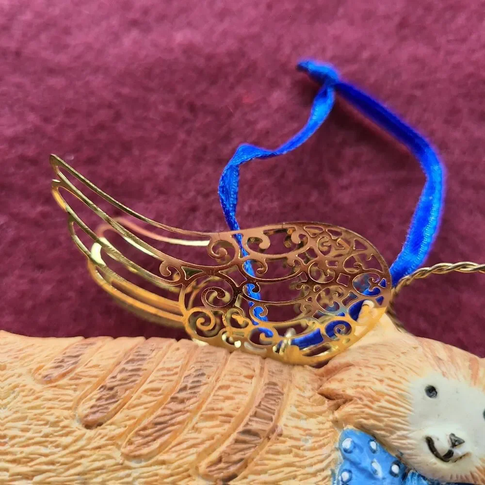 Avon Vintage 1997 Angel Pet Cat Christmas Ornament Cat In Heaven Rainbow Bridge